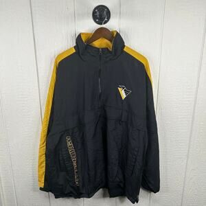 Vintage 90’s Pittsburgh Penguins Hockey NHL Quarter Zip Windbreaker Size X-Large